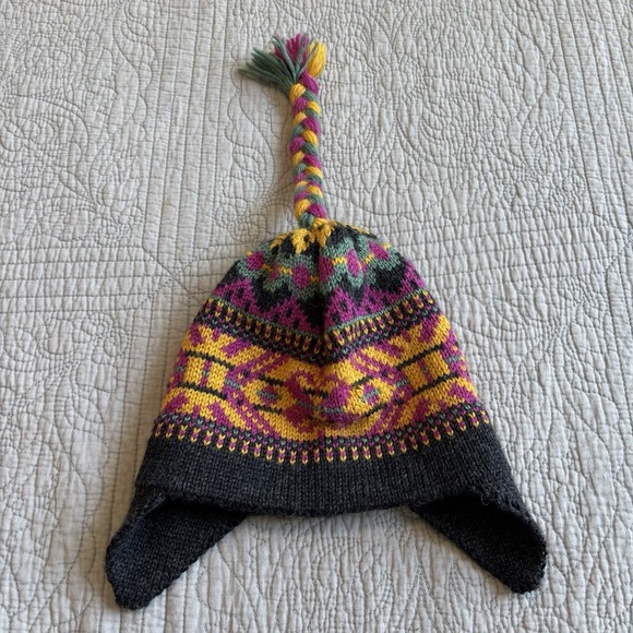 Dale Of Norway Wool Hat Girls Hat Pink Orange Gray Young Child Beanie - Picture 1 of 6